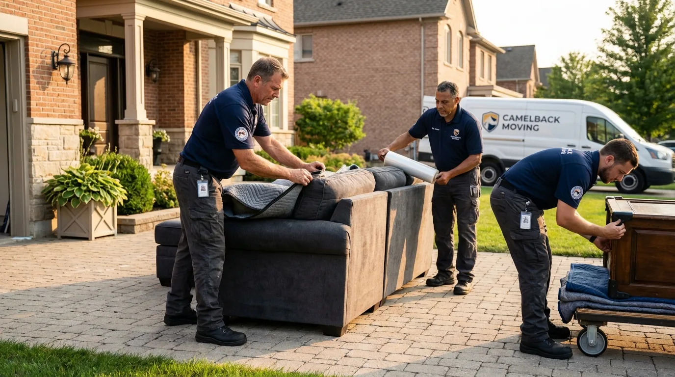 Large estate moving crew wrapping furniture in Zionsville, IN