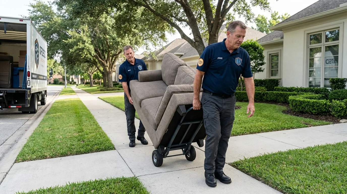 Local residential moving crew loading furniture in Zionsville, IN